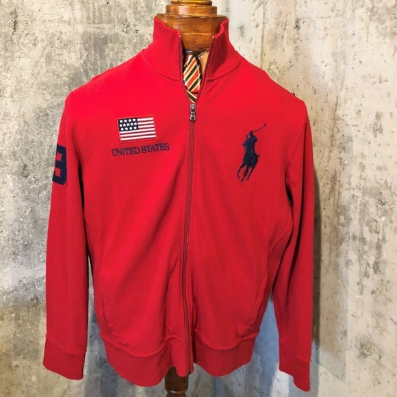 Polo Ralph Lauren Other - Vtg POLO Ralph Lauren USA #3 Zip Up Jacket Red XL